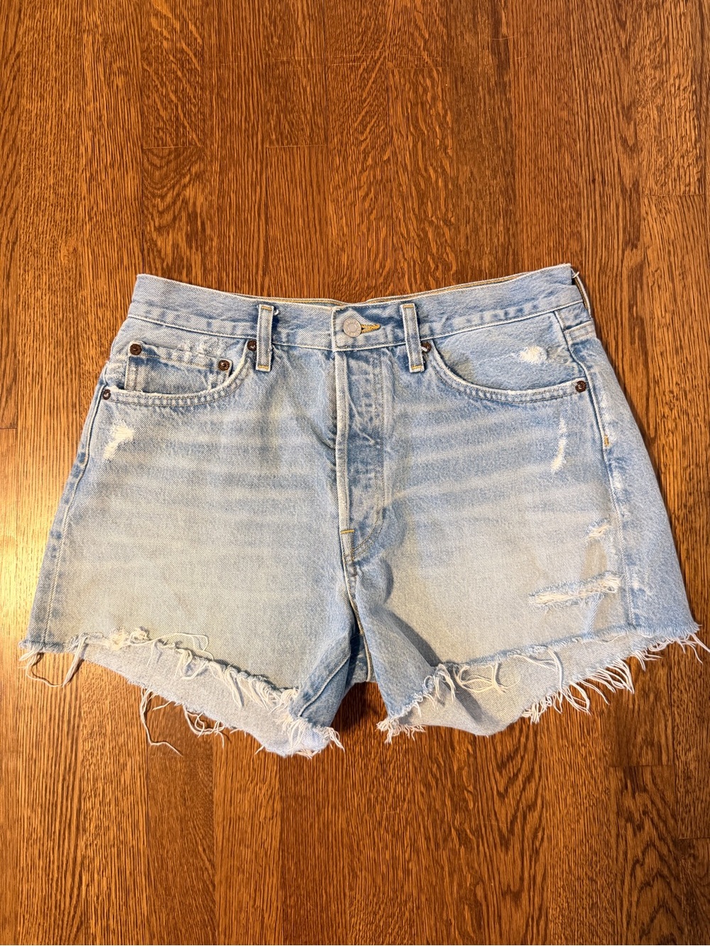 AGOLDE Distressed High Rise Denim Cutoff Shorts Size 28